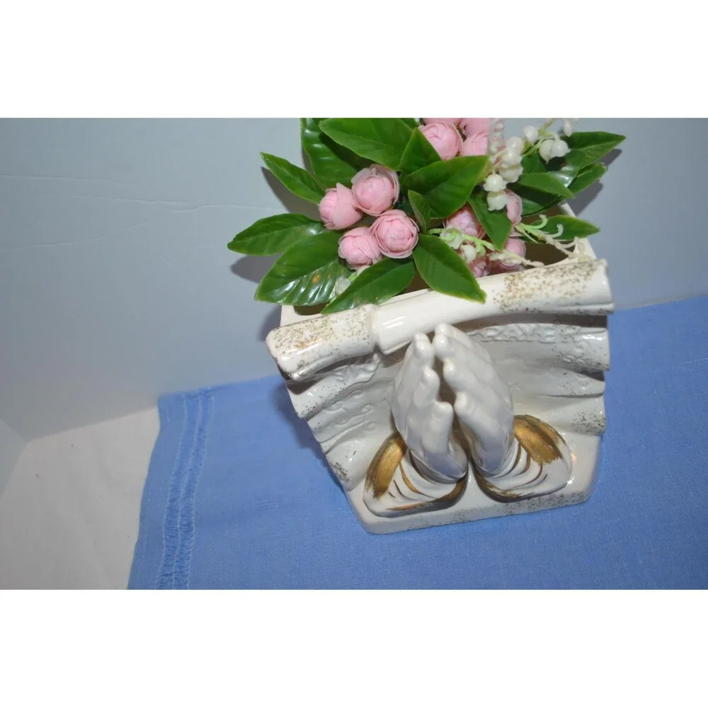 Vintage Praying Hands Lefton Alter Tabletop Planter Storage
